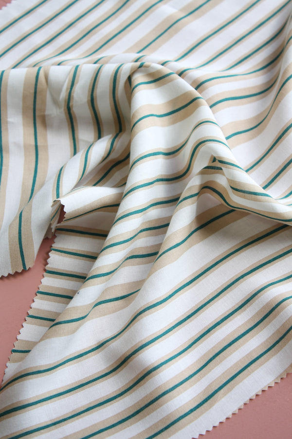Taylor - Printed Viscose | Oat Stripe
