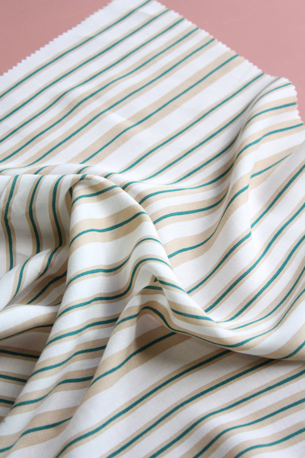 Taylor - Printed Viscose | Oat Stripe