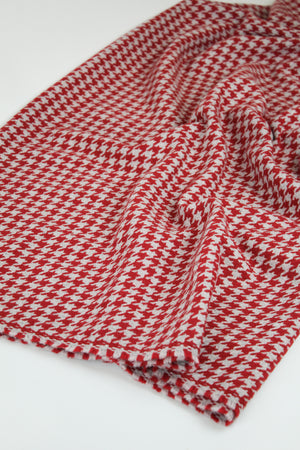 Cezanne  - Houndstooth Wool Coating | Cherry