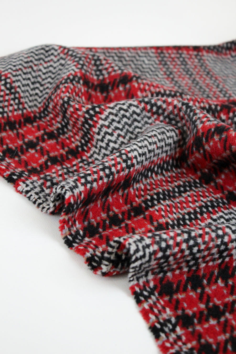 Mondrian - Houndstooth Plaid Wool | Scarlet