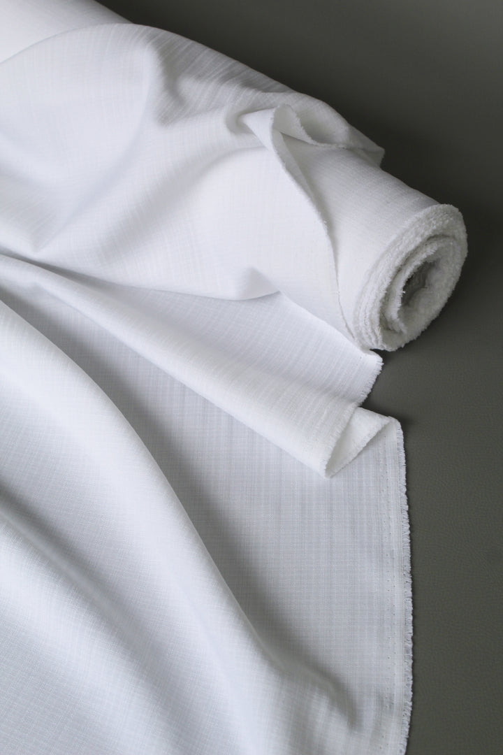 Amedeo Stretch - Cross Hatch Linen | Porcelain