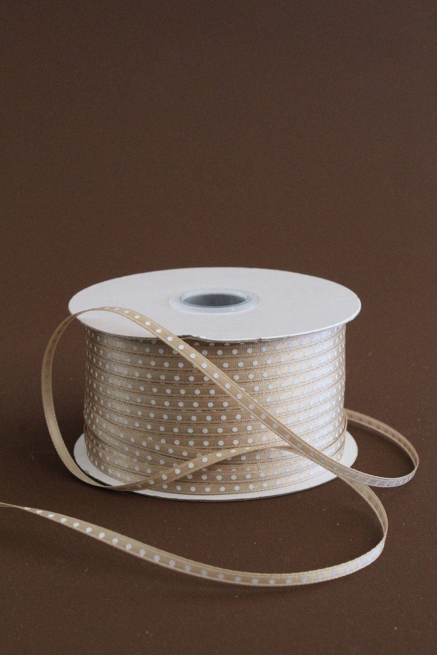 Dotted Satin Ribbon - 4MM | Toffee