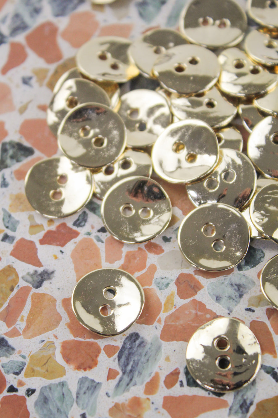 Hand Bent Mirrored Buttons | Gold 15MM