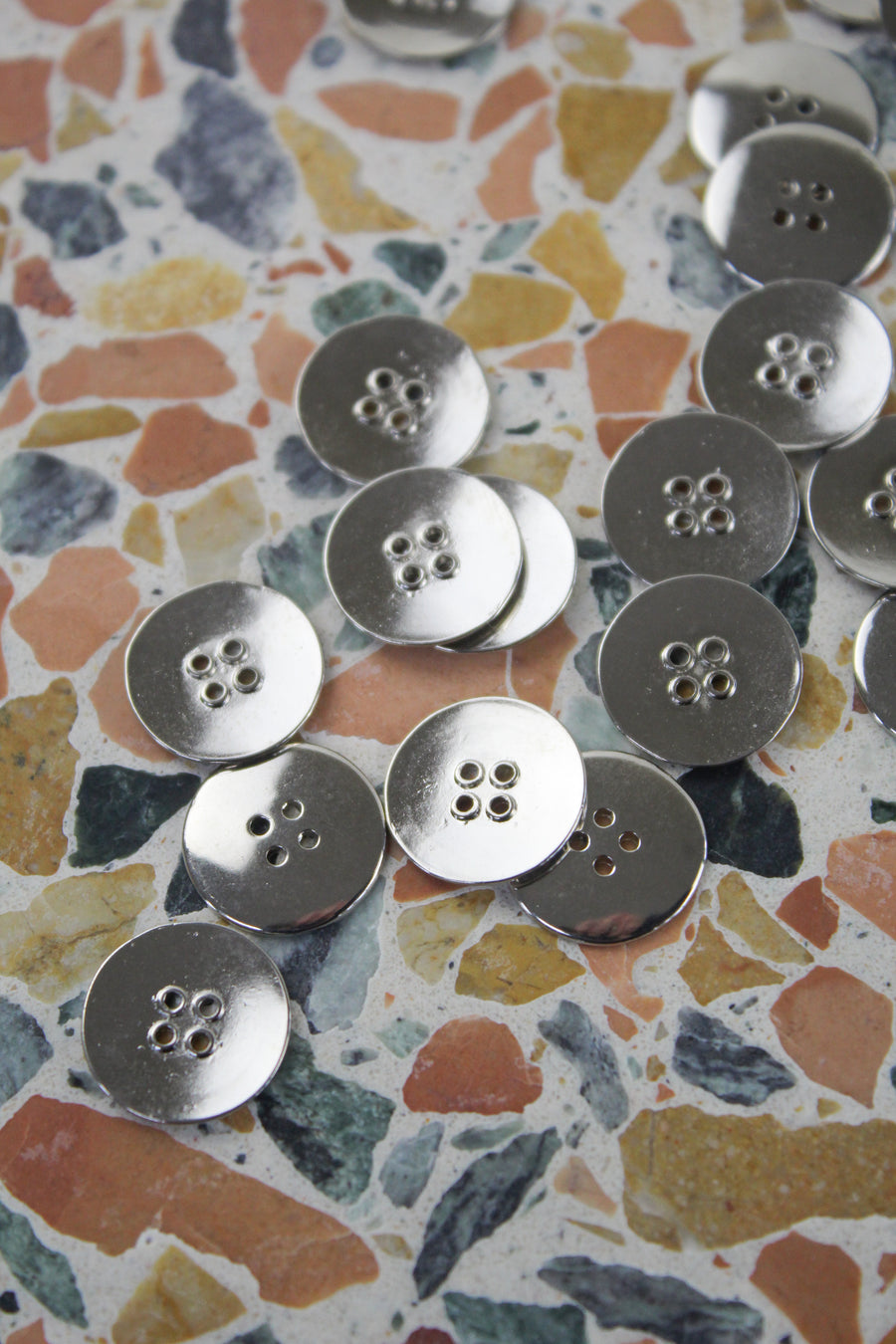 Hand Bent Mirrored Buttons | Nickle 15MM