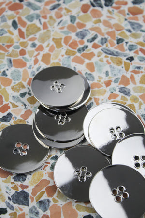 Hand Bent Mirrored Buttons | Nickle 40MM