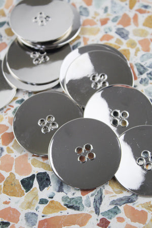 Hand Bent Mirrored Buttons | Nickle 40MM