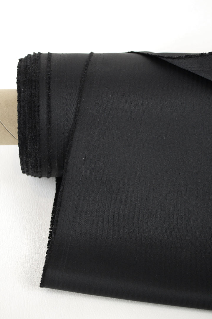 Japanese Self Stripe Nylon - Showerproof | Black
